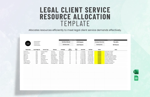 Legal Client Service Resource Allocation Template