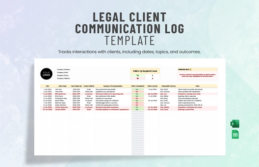 Legal Client Communication Log Template