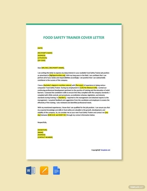 Food Safety Trainer Cover Letter Template