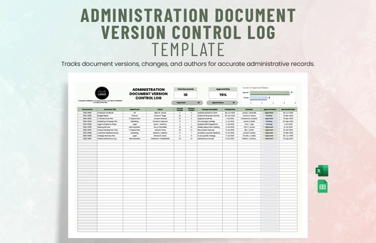Administration Document Version Control Log Template