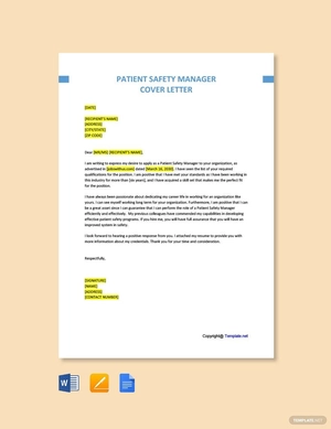 Patient Safety Manager Cover Letter