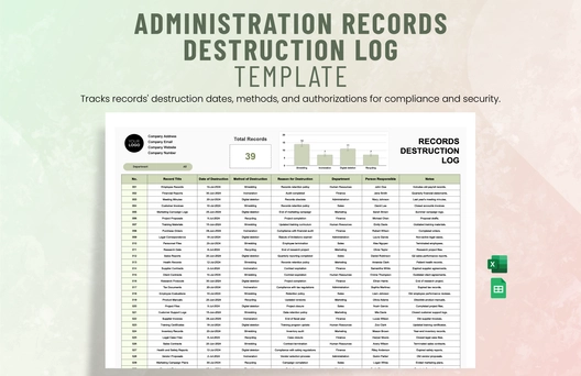 Administration Records Destruction Log Template
