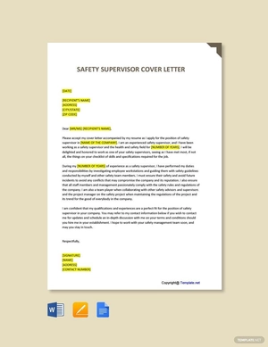 Safety Supervisor Cover Letter