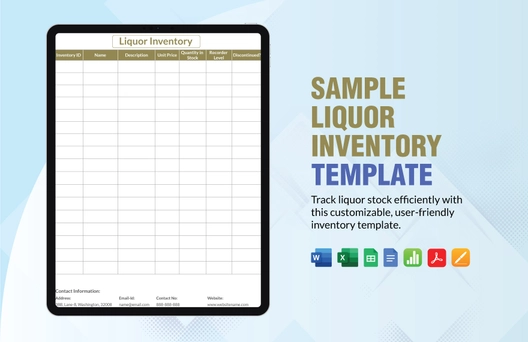 Sample Liquor Inventory Template