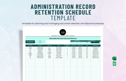 Administration Record Retention Schedule Template