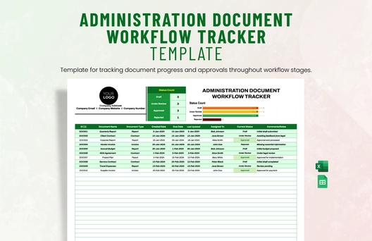 Administration Document Workflow Tracker Template