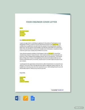 Food Engineer Cover Letter Template