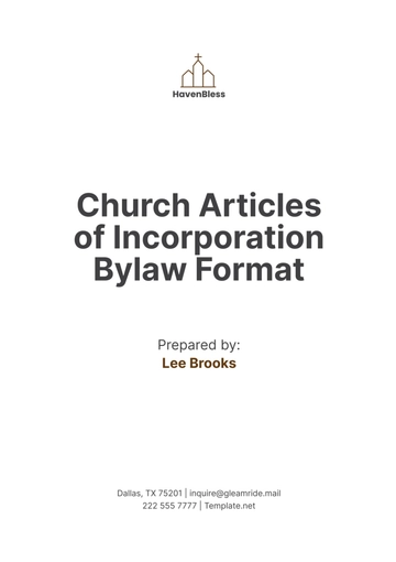 Free Church Articles of Incorporation Bylaw Format Template to Edit Online