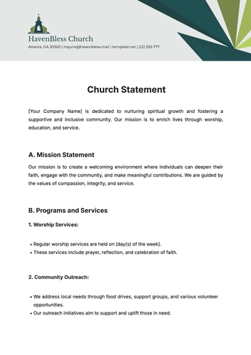 Free Church Statement Template to Edit Online