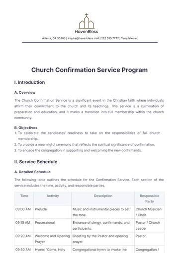 Free Church Confirmation Service Program Template to Edit Online