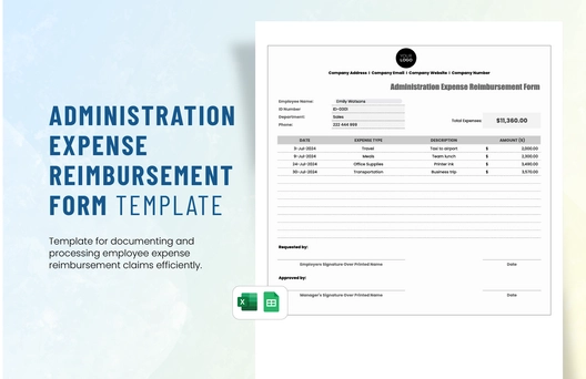Administration Expense Reimbursement Form Template