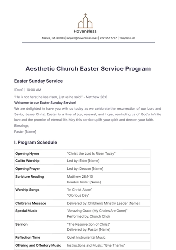 Free Aesthetic Church Easter Service Program Template to Edit Online