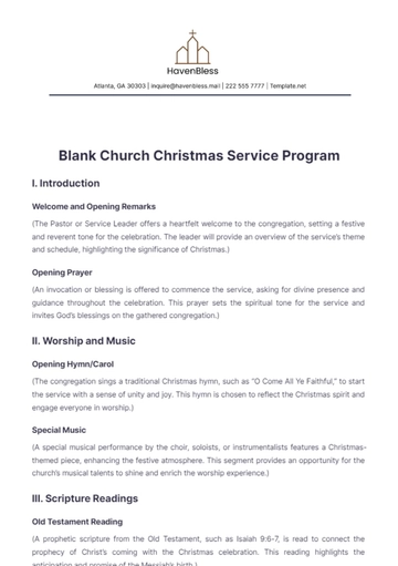 Free Blank Church Christmas Service Program Template to Edit Online