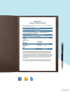 Violent Incident Report Form Template