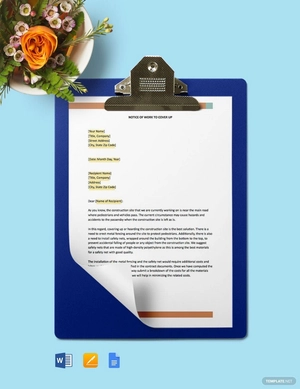 Notice - Work to Cover up Template