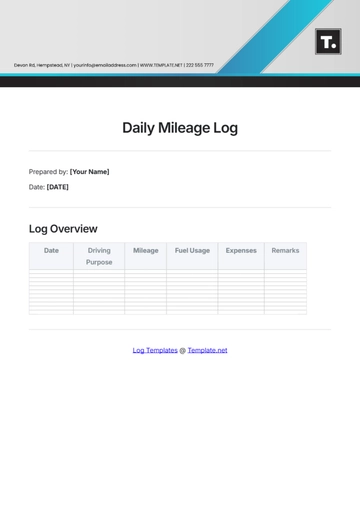 Free Daily Mileage Log Template to Edit Online