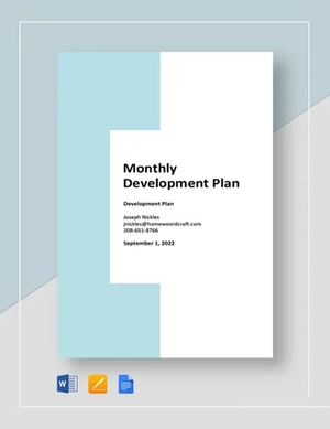 Monthly Development Plan Template