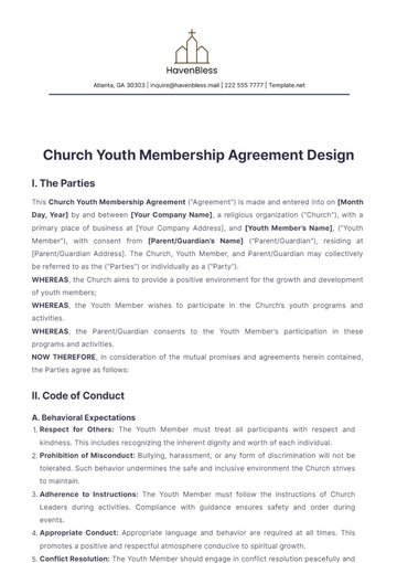 Free Church Youth Membership Agreement Design Template to Edit Online