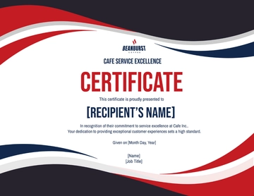 Free Cafe Service Excellence Certificate Template to Edit Online