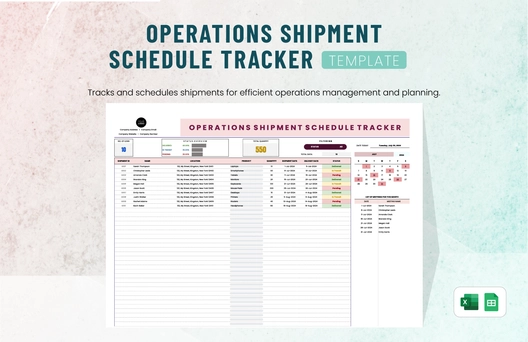 Operations Shipment Schedule Tracker Template