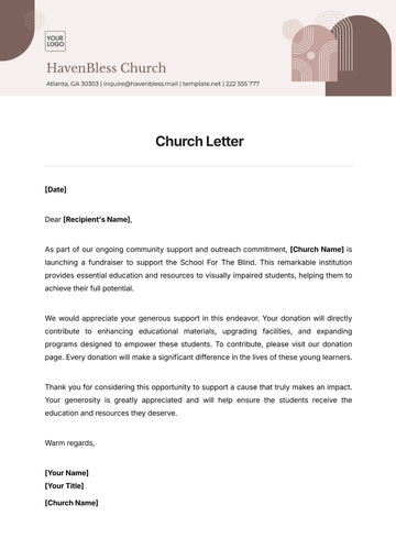 Free Church Letter Template to Edit Online