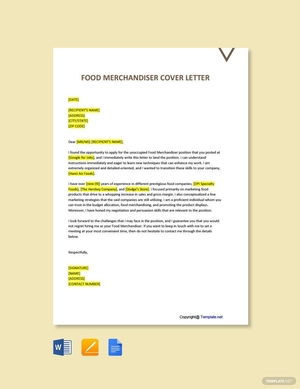 Food Merchandiser Cover Letter Template