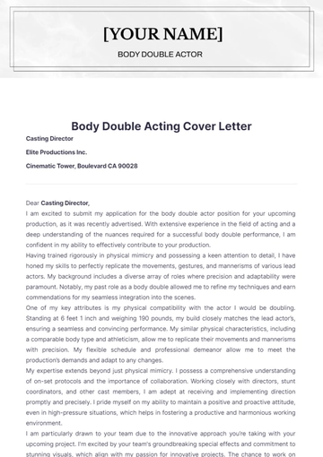 Free Body Double Acting Cover Letter to Edit Online