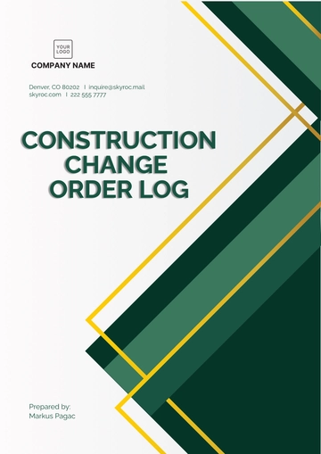 Free Construction Change Order Log Template to Edit Online | Template.net