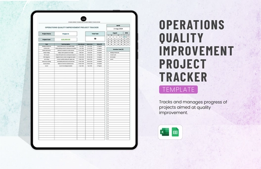 Operations Quality Improvement Project Tracker Template