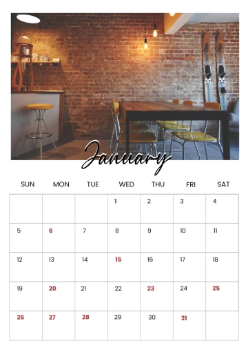 Free Cafe Yearly Calendar Template to Edit Online