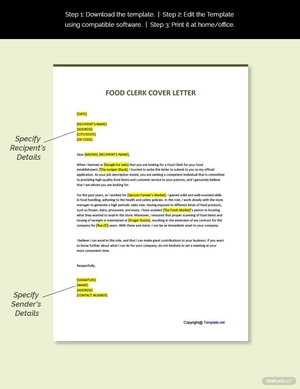 Food Clerk Cover Letter