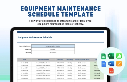 Equipment Maintenance Schedule Template