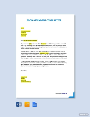 Food Attendant Cover Letter
