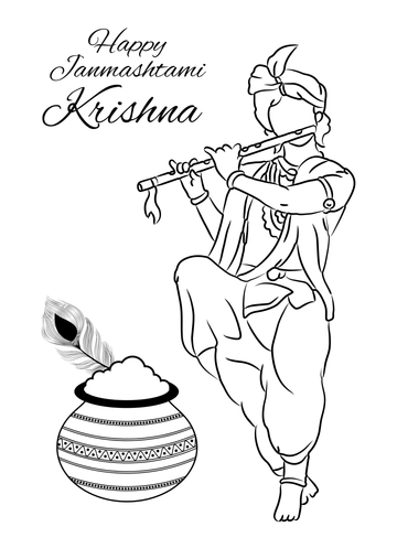 Free Janmashtami Krishna Drawing Template to Edit Online
