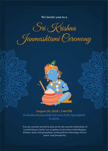 Free Janmashtami Krishna Invitation Template to Edit Online