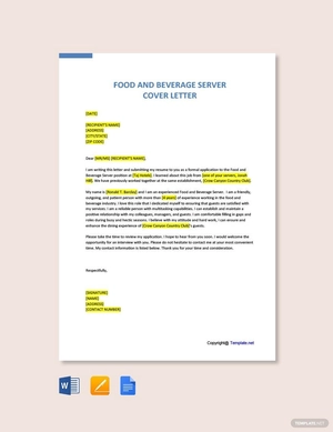 Food and Beverage Server Cover Letter