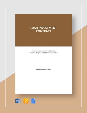 Cash Investment Contract Template