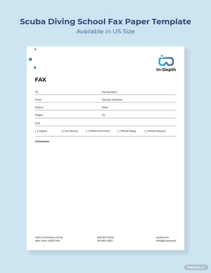 Scuba Diving School Fax Paper Template Scuba Diving School Fax Paper Template