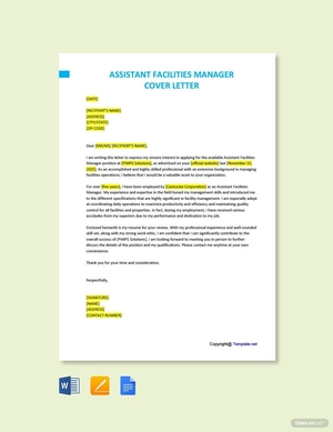 Assistant Facilities Manager Cover Letter