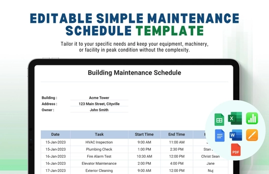 Editable Simple Maintenance Schedule Template