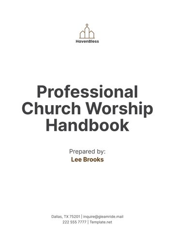 Free Professional Church Worship Handbook Template to Edit Online