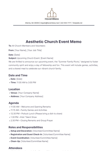 Free Aesthetic Church Event Memo Template to Edit Online