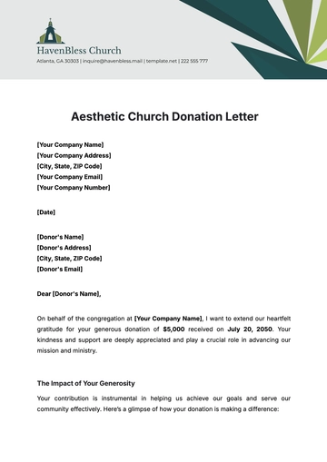 Free Aesthetic Church Donation Letter Template to Edit Online