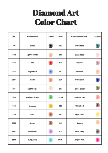Free Diamond Art Color Chart Template to Edit Online