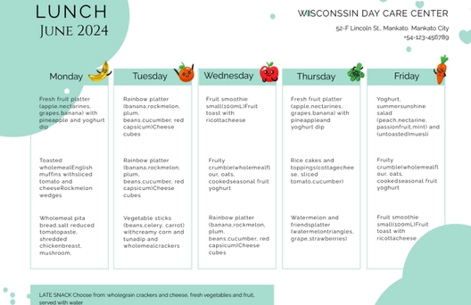 Daycare Menu Template