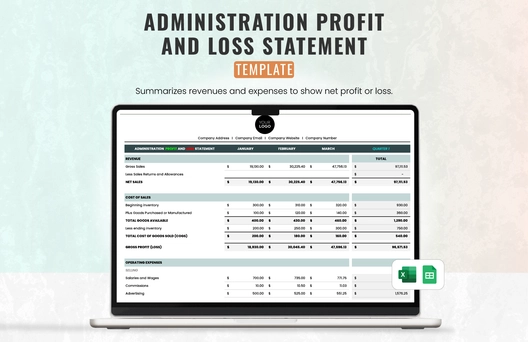 Administration Profit and Loss Statement Template Administration Profit and Loss Statement Template