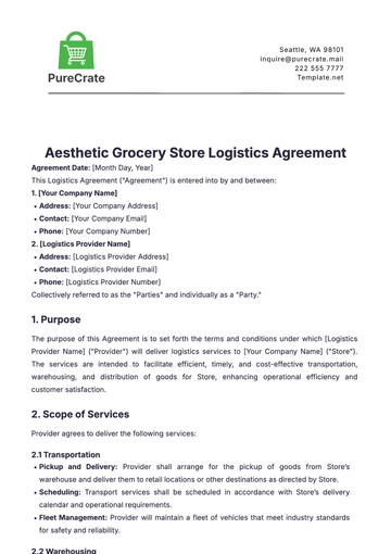 Free Aesthetic Grocery Store Logistics Agreement Template to Edit Online