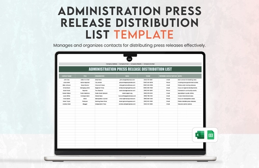 Administration Press Release Distribution List Template
