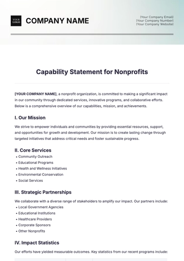 Free Capability Statement for Nonprofits Template to Edit Online