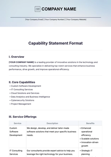 Free Capability Statement Format Template to Edit Online